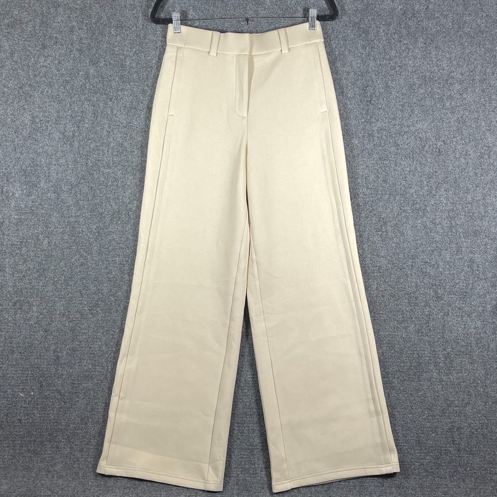 OGL Stretchy Mid Rise Fly-Front Wide Leg Trouser Morning Mist Cream Size Medium